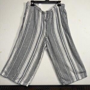 Time And Tru Womens 12/14 Pull On Elastic Waist Pants Oversized Wide Leg Stripes